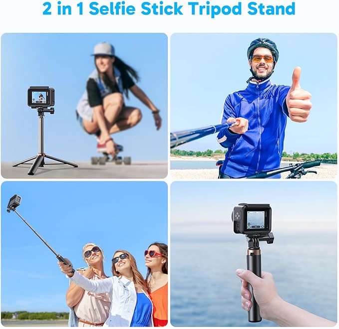 AKASO 60cm Selfie Stick Extendable Tripod Stand Compatible with AKASO, SJCAM, GoPro Hero 13/12/11/10/9/8/7/Max, DJI Osmo Action 5/4/3, and Other Action Cameras