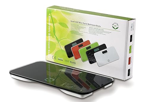 NewlineNY Auto Step On Super Mini Travel Bathroom Scale, 5.25" x 8.5" SBB0638SM: Black