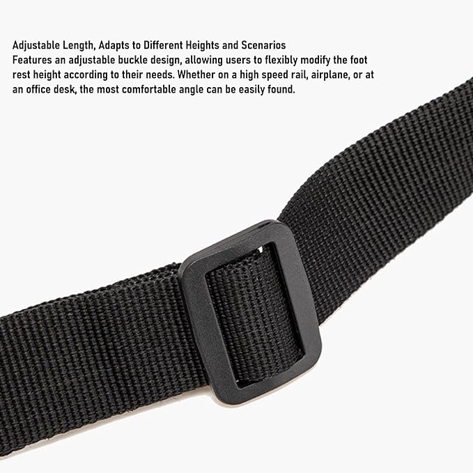 Foot Hammock for Plane Travel, Airplane Foot Rest with Extended Adjustment Strap, Travel Essentials to Relax Your Feet (Black)