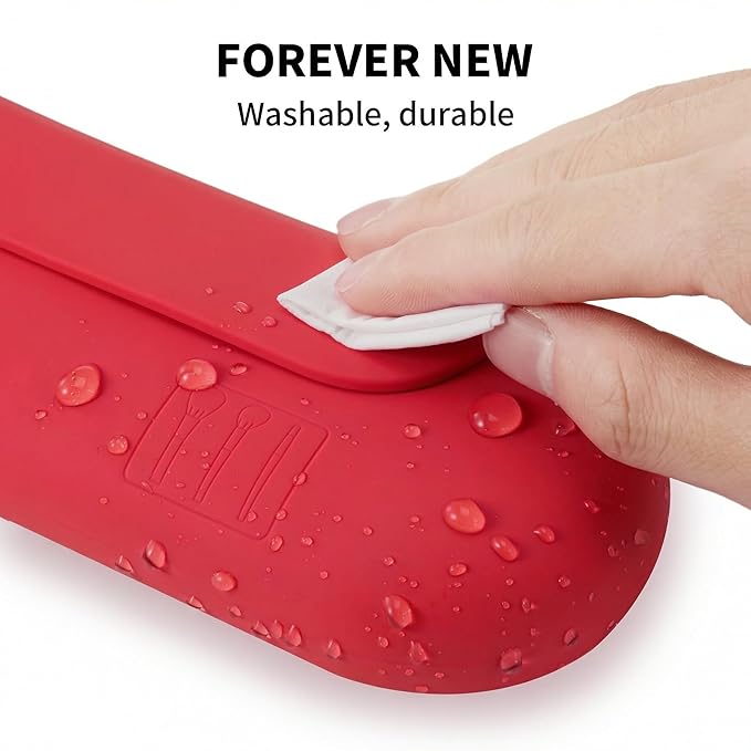 AGIKET Silicone Makeup Brush Holder Travel Cosmetic Bag：Soft Portable Cosmetic Face Brushes Holder with Upgrade Anti-Fall Out Magnetic Closure, Large Travel Makeup Brush Case - Carmine