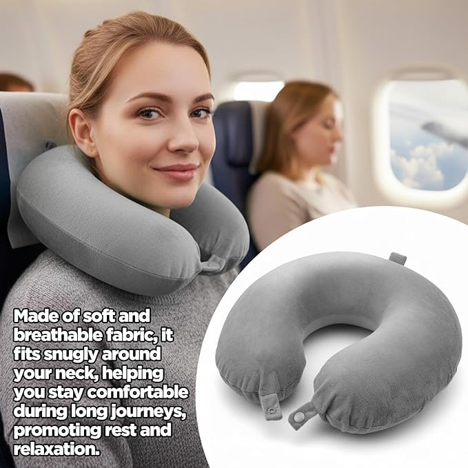 Neck Pillow Covers with Zipper, 2 Colors Washable U Shaped Replacement Cover, Reusable Travel Pillow Cover, Soft Smooth Plush Fabric, Universal Fit Airplane Pillows Case