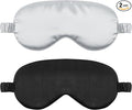 2 Pack Sleep Mask Silk Eye Mask Cover for Sleeping, Soft Satin Blindfold with Elastic Strap, Comfortable Night Sleeping Masks for Women Men(Black&Silver)