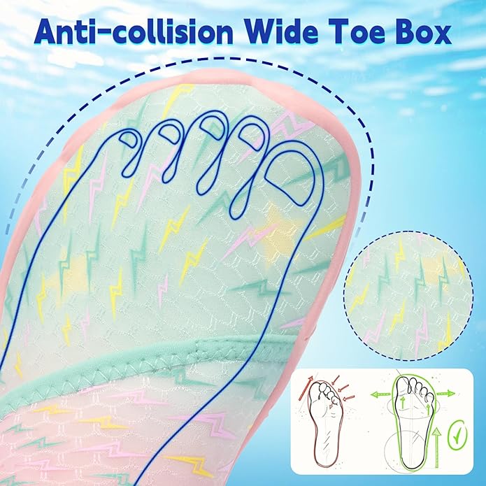 Kids Water Shoes Boys Girls - Wide Toe Box Quick Dry Barefoot Shoes Breathable Non Slip Aqua Athletic Sneakers for Swim Beach Pool Kayak Hiking Sand Walking Travel Essentials (Little Kid/Big Kid)