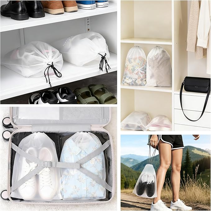 Shoe Bags For Travel Cruise Essentials Vacation Essentials Waterproof Dustproof Clear For Men Women 3 Sizes 18 Pack