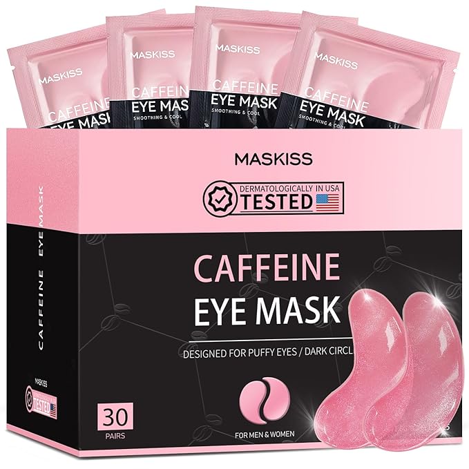 Maskiss Under Eye Patches (30 Pairs), Caffeine Eye Masks for Dark Circles Puffy Eyes Undereye Bags, Collagen Eye Patches for Wrinkles and Puffiness, Skin Care Gift for Her