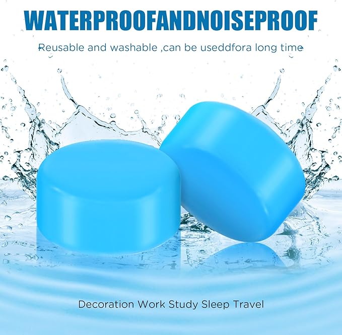 TrelaCo 12 Pack Soft Ear Plugs for Sleeping, Reusable Moldable Silicone Earplugs Noise Cancelling Reduction for Concerts, Swimming, Shooting, Snoring, Airplane, Musicians, Motorcycle(Blue)