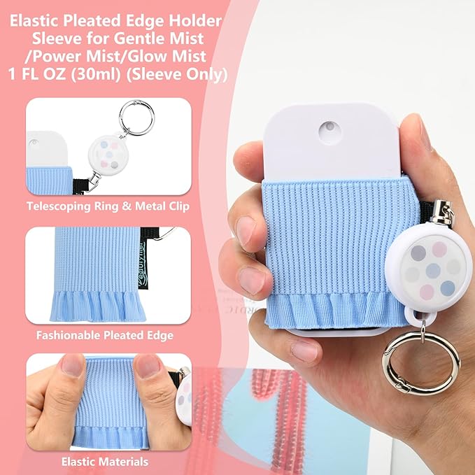 Beautyflier 4pcs Elastic Holder Sleeve for Touchland Power Mist Hand Sanitizer Spray, Cute Hand Sanitizer Holder for Gentle Mist, Glow Mist and Power Mist 1FL OZ, Best Gift for All Ages