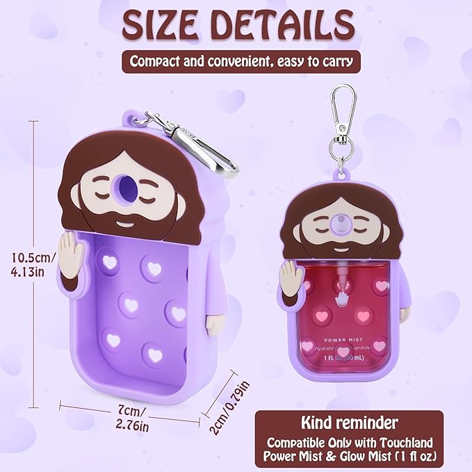 Silicone Case Compatible with Touchland Hand Sanitizer Spray, Touchland Case with Keychain, Protective Case for Power & Glow Mist 1 FL Oz/30ML, Hand Sanitizer Spray Accessory for Mother‘s Day(Purple)