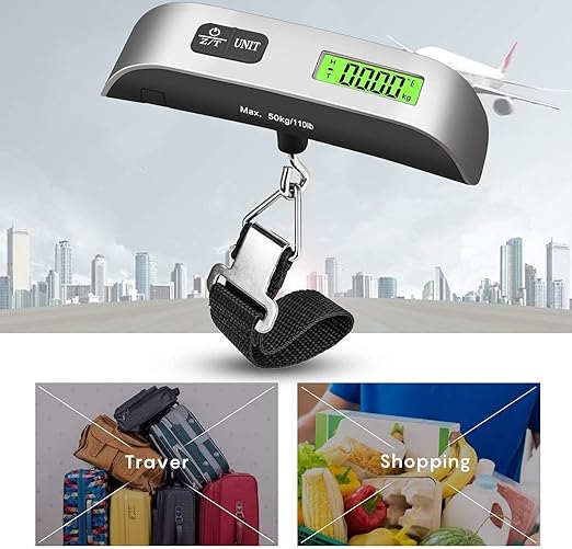Luggage Scale High Precision Luggage Weight Scale Portable Suitcase Scale Digital Handheld Electronic Digital Hanging Scale for Travel with Hook 110 Lb/ 50Kg