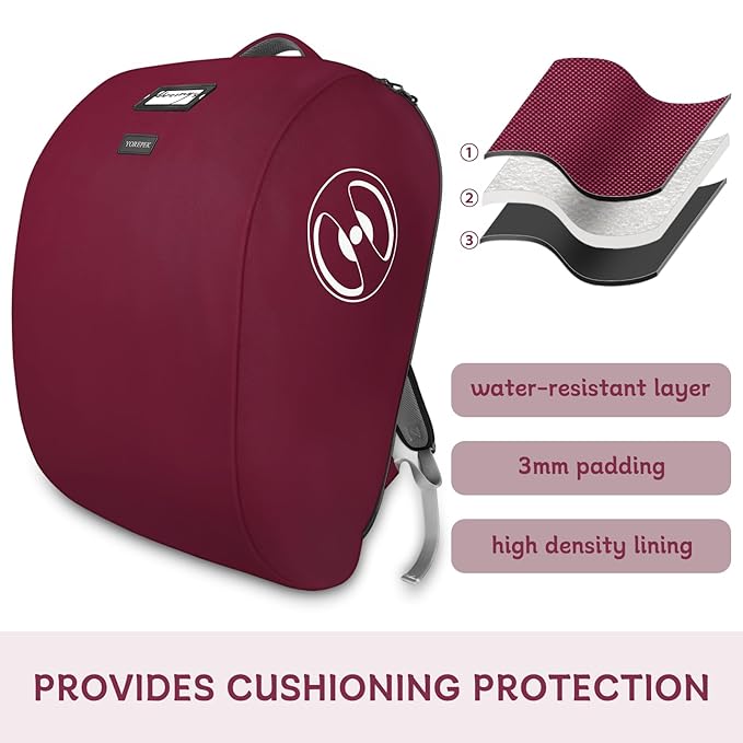 YOREPEK Padded Gate Check Stroller Bag Fits for Doona Car Seat Stroller with isofix Base, Sturdy Stroller Bag Backpack with Lockable Zipper, Foldable Stroller Cover for Airplane Travel, Wine Red