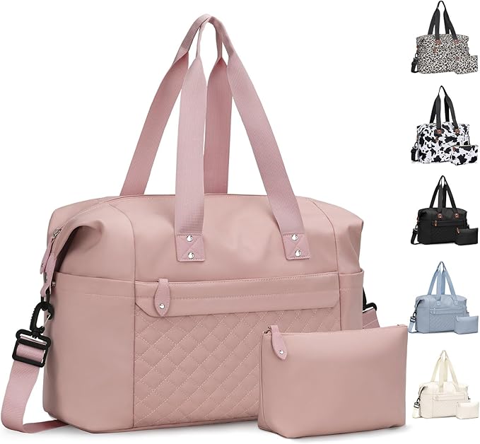 Pritent Travel Duffle Bag, Waterproof Weekender Overnight Hospital Bags for Women Men with Toiletry Bag Lightweight Carry on Personal Item Duffle Gym Bag for Travel, Airplanes, Sports