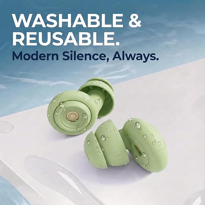50dB Green Noise Cancelling Ear Plugs for Sleeping - Reusable High-Fidelity Earplugs for Snoring, Concerts, Travel, Side Sleepers, Silicone Ear Plugs with 10 Comfort Tips