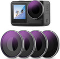 NEEWER ND/PL Filter Set Compatible with DJI Osmo Action 4/Action 5 Pro (4 Pack), Screw OnND8/PL+ND16/PL+ND32/PL+ND64/PL Filter Kit Action Camera Accessories Multicoated HD Optical Glass , FL-A14