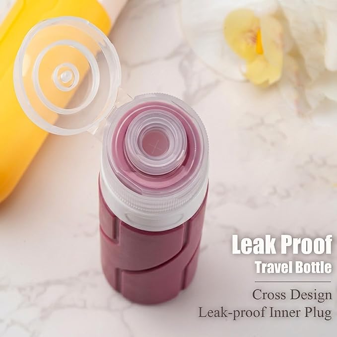 CADONO Travel Bottles for Toiletries 15 Pack, TSA Approved Travel Size Containers 3oz, LeakProof Silicone Squeezable Creams Jars, Refillable Toiletry Bottles for Shampoo, Conditioner (Colorful)