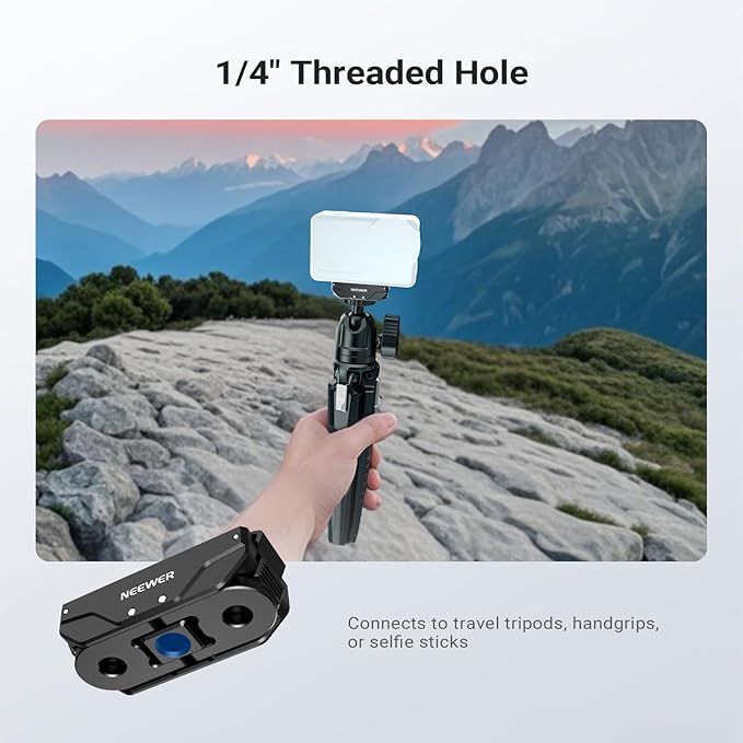 NEEWER Magnetic Quick Release Mount Compatible with DJI Osmo Action 6 Only, with Universal Action Camera Adapter & 1/4" Thread for Accessories, AC071 (Black)