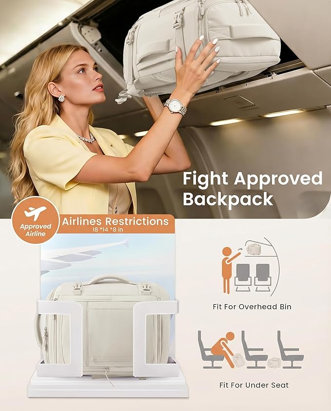 LOVEVOOK Travel Backpack for Women & Men, 40L TSA Approved Carry On Backpack with 3 Packing Cubes, Waterproof Weekender Overnight Bag for 2-4 Day Trips, Business & Travel Essentials, Beige Gray