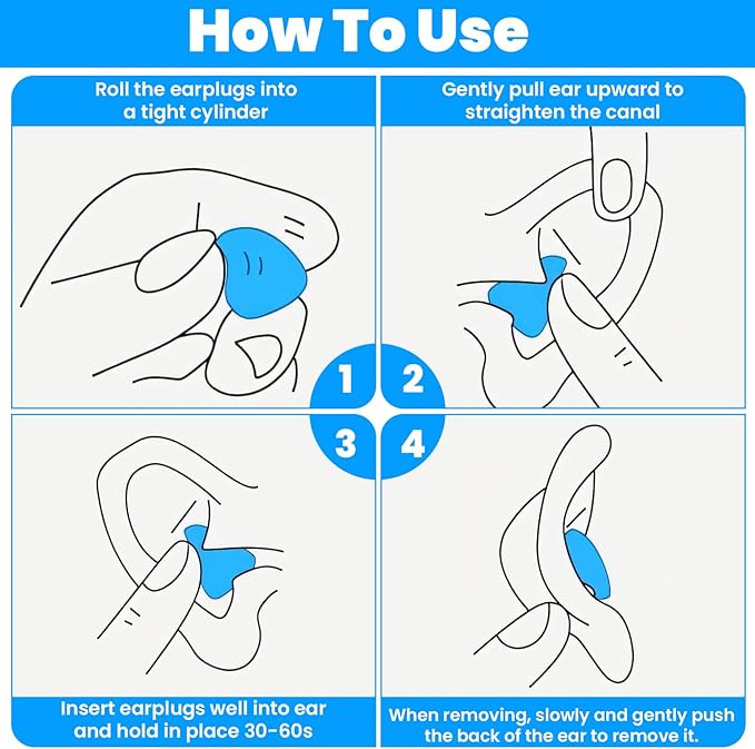 20 Pcs Silicone Ear Plugs for Sleeping, Soft Moldable Silicone Earplugs for Sleep, Noise Cancelling Reduction Earplugs for Swimming, Travel, Snoring, Concerts, Airplane, Motorcycle, Musicians