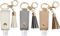 Power Gear Portable Empty Travel Bottle Keychain Hand Sanitizer Bottle Holder 3 Pack 1oz / 30ml Small Squeeze Bottle Refillable Containers for Toiletry Shampoo Lotion Soap (White+Grey+Khaki)