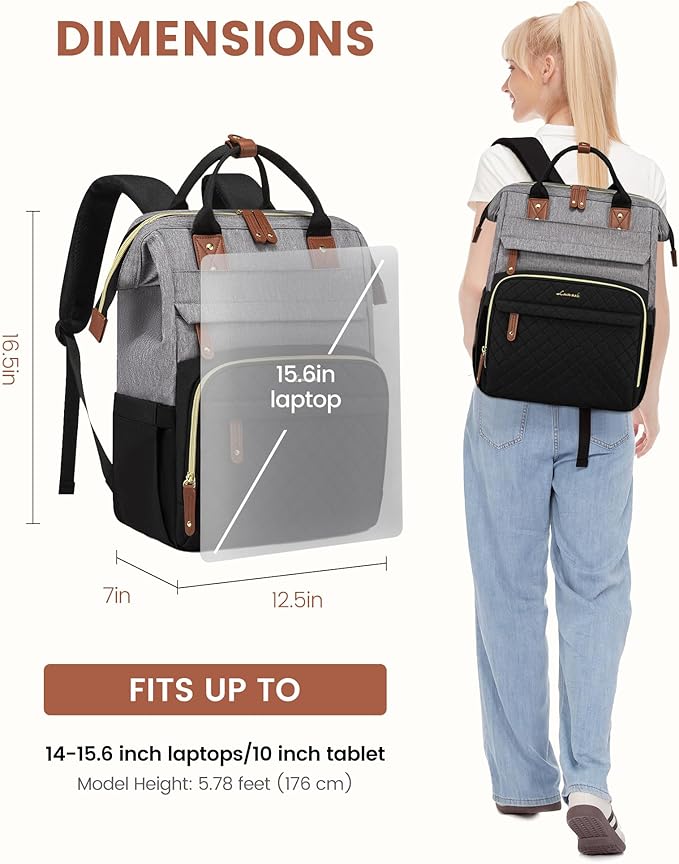 LOVEVOOK Laptop Backpack for Women, 15.6'' Waterproof Nurse Bag Teacher Work Backpack Purse for Women, Travel Computer Backpack for College Office Business Ladies