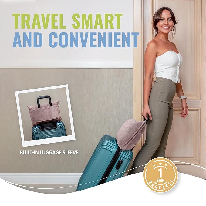 BOACAY Soft & Warm Travel Blanket for Airplane & Car - Long Flight Essential for Women, Men, Kids - Compact Pillow with Luggage Sleeve & Backpack Clip
