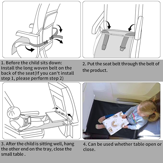 Toddler Airplane Bed, Airplane seat Extender for Kids,Kids Airplane Seat Extender Travel Bed,Airplane Must Have for Toddlers,Portable Baby Diaper Changing Pad, Kids Plane Footrest (Blue)