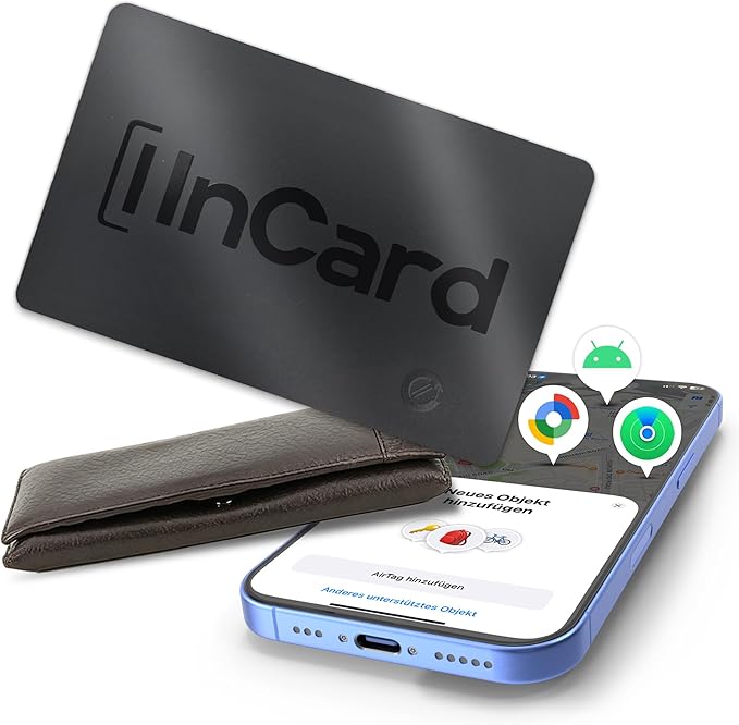 Ultra-Thin Air Tag 0.07in Wallet Tracker (Both iOS and Android) IP68 Bluetooth GPS Tracker for Bags Passport Works with Find My (Apple MFi Certified) & Google Find My Device - 5 Year Battery Life