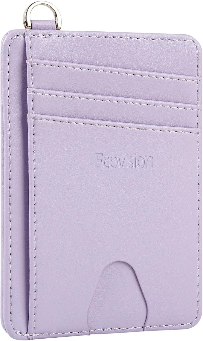 EcoVision Slim Minimalist Front Pocket Wallet, RFID Blocking Credit Card Holder Wallet with Detachable D-Shackle for Men Women