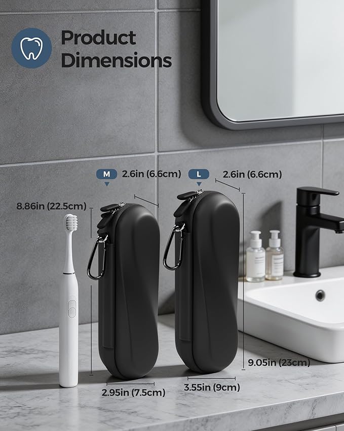 ProCase Electric Toothbrush Travel Case for Oral-B 1000/1500/5000/6000/7000/7500/9600 & iO 7/8/9/10, Philips Sonicare 1100/4100/5100/5300/6100, Water-Resistant Hard Case -L,Black