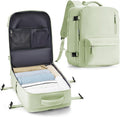 VECAVE Travel Backpack for Women, Airline Flight Approved Carry On Backpacks Waterproof 14 Inch Laptop Backpack with Shoe Compartment Casual Daypack Green.