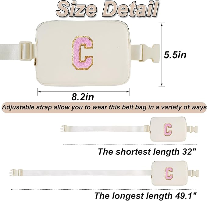 Uygafly Birthday Gift Idea - Preppy Crossbody Bag Fanny Pack for Her - Personalized Cute Trendy Stuff for Girlfriend Bridesmaid Wife Mom,Gifts for 5-16 Year Old Girls | Cream,C