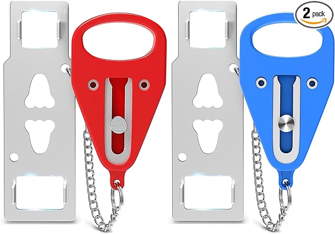 Portable Door Lock,2Pack Hotel Door Lock for Travel,Extra Lock for Additional Privacy and Safety in Home,Hotel and Apartment,Protect Family Security in Traveling,Home,Hotel,Apartment,AirBNB