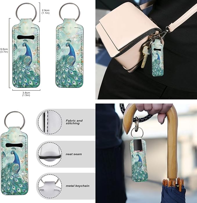 Suobstales 3Pcs Travel Bottles Keychain Holder Set,Travel Bottle Sleeves+Neoprene Chapstick Holders+Lanyard Keychain