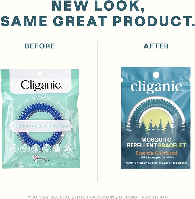 Cliganic 100 Pack Mosquito Repellent Bracelets for Adults & Kids - Natural DEET-Free Bands, Individually Wrapped
