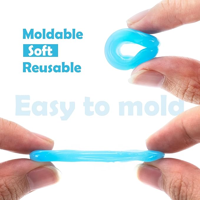 BlingKingdom 4 Pairs Moldable Silicone Ear Plugs, Soft Reusable Noise Cancelling Sleep Earplug for Sleeping, Airplanes, Travelling, Studying, Concerts, Swimming (Blue)