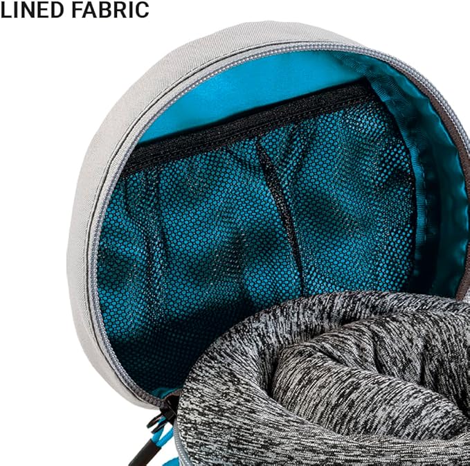 Universal Travel Pillow Packer, Compatible with Most U-Shaped Memory Foam Neck Pillows, Roll to Fit, Perfect for Airplane, Bus, Car, and Train Journey, Travel Essentials, Blue