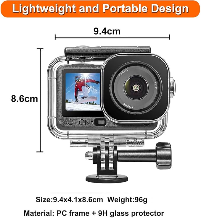 BO&DQQ Underwater Waterproof Case Compatible with DJI Osmo Action 6 Camera, 196FT/60M Dive Diving Housing Cover Shell with Anti-Fog Inserts Accessories