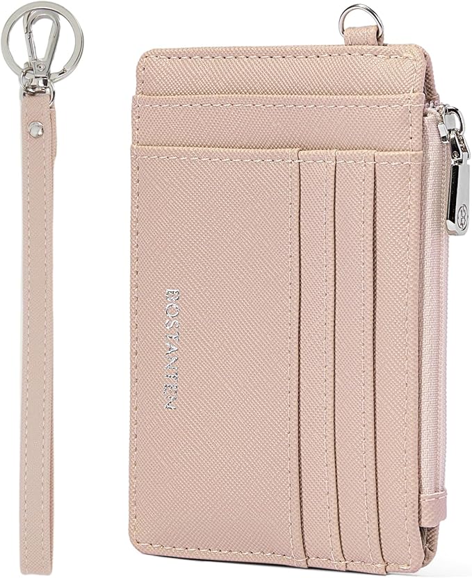 BOSTANTEN Small Wallet For Women RFID Leather Credit Card Holder Slim Wristlet Keychain Wallet With Zipper Pocket