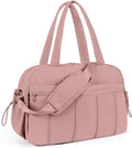 Lightweight Travel Duffle Bag for Women, Quilted Puffy Weekender with Wet Pocket for Gym, Overnight, Personal Item Carry On, Dark Pink