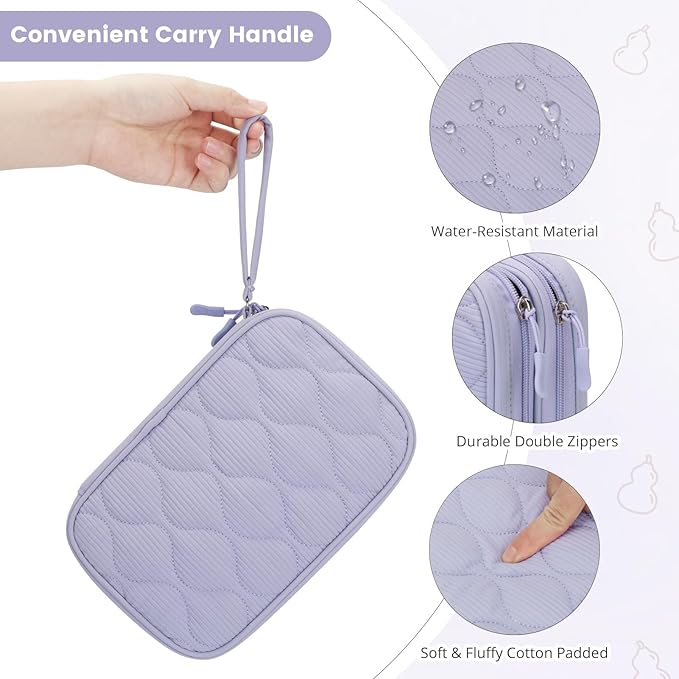 Skycase Tech Pouch - Lightweight Electronics Organizer Travel Case, Double Layers Cable Organizer, All-in-One Storage Bag for Charger, Cord, Phone, Flash Drive, Accessories