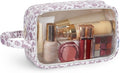 Narwey Clear Toiletry Bags for Traveling Women Men, Clear Travel Bags for Toiletries Makeup Bag Cosmetic Bag with Zipper, Make Up Organizer, Skincare Bag (Dusty Pink Flower)