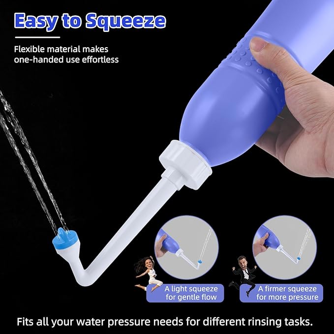 Hibbent Portable Bidet Sprayer and Travel Bidet with Hand Held Bidet Bottle for Personal Cleansing Use Extended Nozzle - Personal Hygiene Care Toilet Bidet Shower/Bathroom Bidet Spray -21.8oz(620ml)