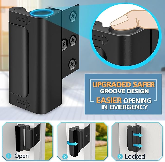 Home Security Door Lock Reinforcement - Door Locks for Kids Safety Child Proof Lock for Front Door Child Safety Lock Add Extra Withstands 800 lbs Deadbolt Door Latch to Guard Patio Apartment