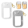 AIERSA 2Pcs Hand Sanitizer Spray Case Compatible with Touchland,Rabbit Ears Design Silicone Hand Sanitizer Case Holder with Keychain for Touch Land Mist Case 1FL. OZ（White+Gray