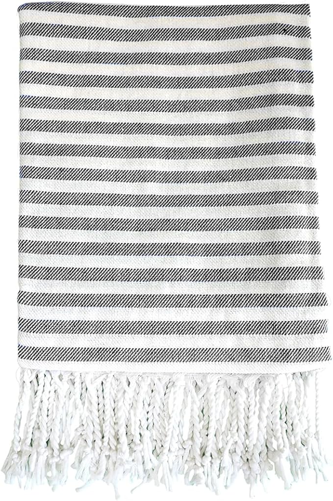 Oversized Turkish Beach Towel Quick Dry Sand Free Boho Blanket Extra Large XL Swim Bath Pool Picnic Accessories Airplane Travel Vacation Essentials Women Mother Birthday Gift Yoga Mat (Grey)