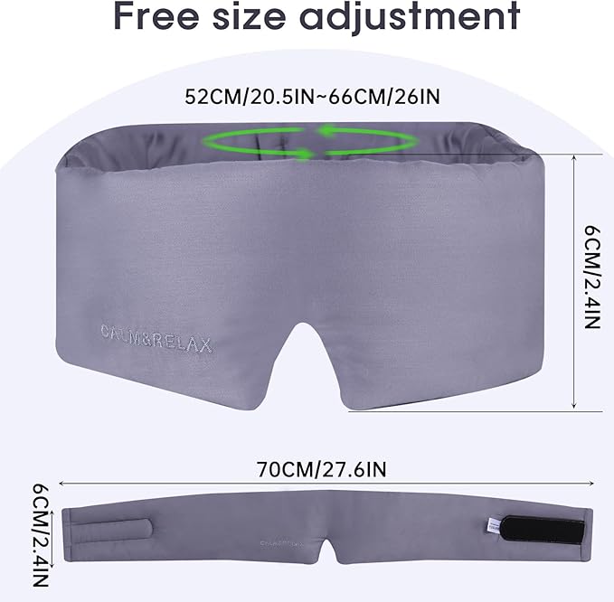 Calm&Relax Bamboo Sleep Mask: 3D Blackout Sleeping Eye Mask for Side Sleepers - Zero Pressure Eye Covers for Travel Airplane(Grey)