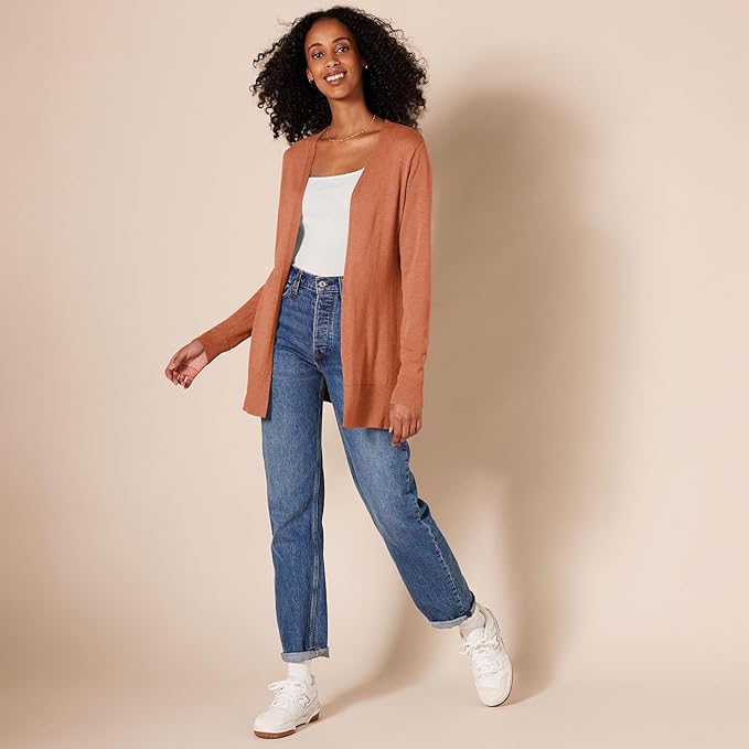 Amazon Essentials Women's Lightweight Long Sleeve Open-Front Cardigan Sweater (Available in Plus Size)