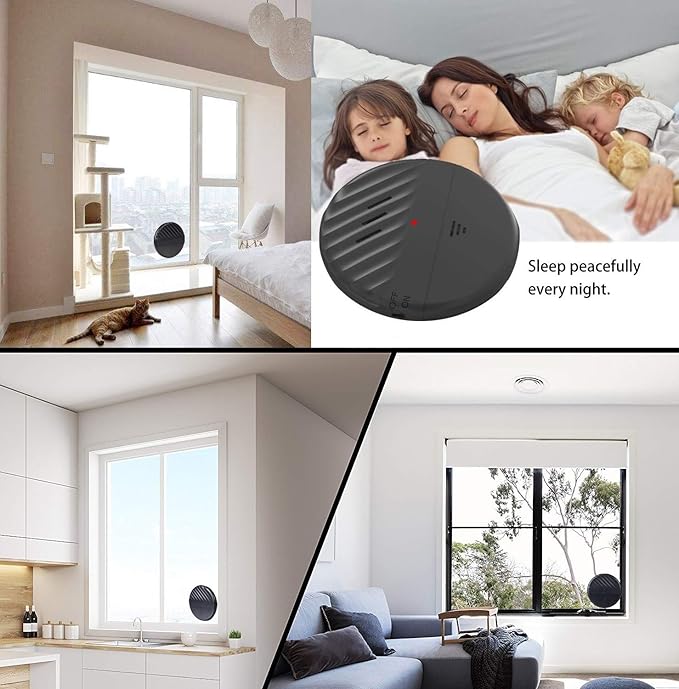 EverNary Window Vibration Alarm,3Pack 125dB Loud Ultra-Slim Anti-Theft Alarm for Door and Window Glass Break Sensor Alert with Adjustable Sensitivity (3, Black)