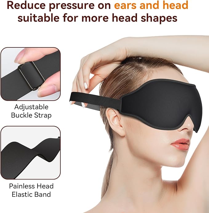 Sleep Mask, EVA BELLE Eye Mask for Sleeping, Light Blocking Sleeping Mask, Soft Breathable Sleep Masks for Women Men, Smooth Sleep Eye Mask Eye Cover, Soft Eye Shade Cover 3D Memory Foam, Adjustable