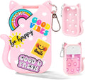 Cat Silicone Case for Touchland Hand Sanitizer Spray with Keychain & Charms,Compatible with Power Mist & Glow Mist 1 FL Oz/30ML for Touchland Case,Cute Travel Cover Sleeve Accessory (Pink Cat)