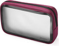 ProCase TSA Approved Travel Toiletry Bag Pouch, Matte Clear Travel Organizer Airport Carry-On Checkpoint Airline Compliant Storage Bag -1 Pack, Red
